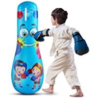 LncBoc Saco de boxeo para niños de 125 cm- juguete de boxeo de pie libre para niños- bolsas de boxeo de fitness…